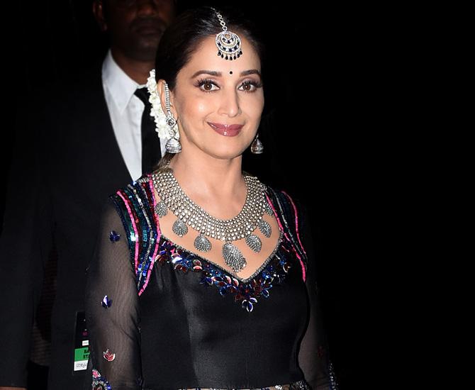 Madhuri Dixit Nene all smiles as she poses for the photographers ahead of her performance at Femina Miss India 2018. Madhuri recently made her Marathi film debut with Bucket List, and will also be seen in Kalank which stars Sanjay Dutt, Varun Dhawan, Alia Bhatt, Aditya Roy Kapur and Sonakshi Sinha
