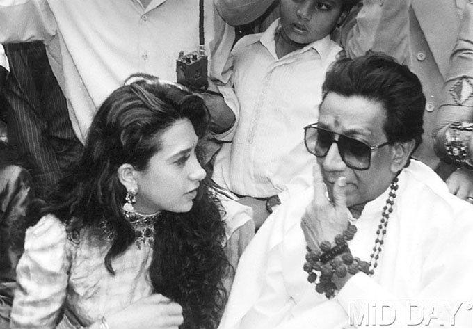 Karisma Kapoor with the late Shiv Sena supremo Bala Saheb Thackeray