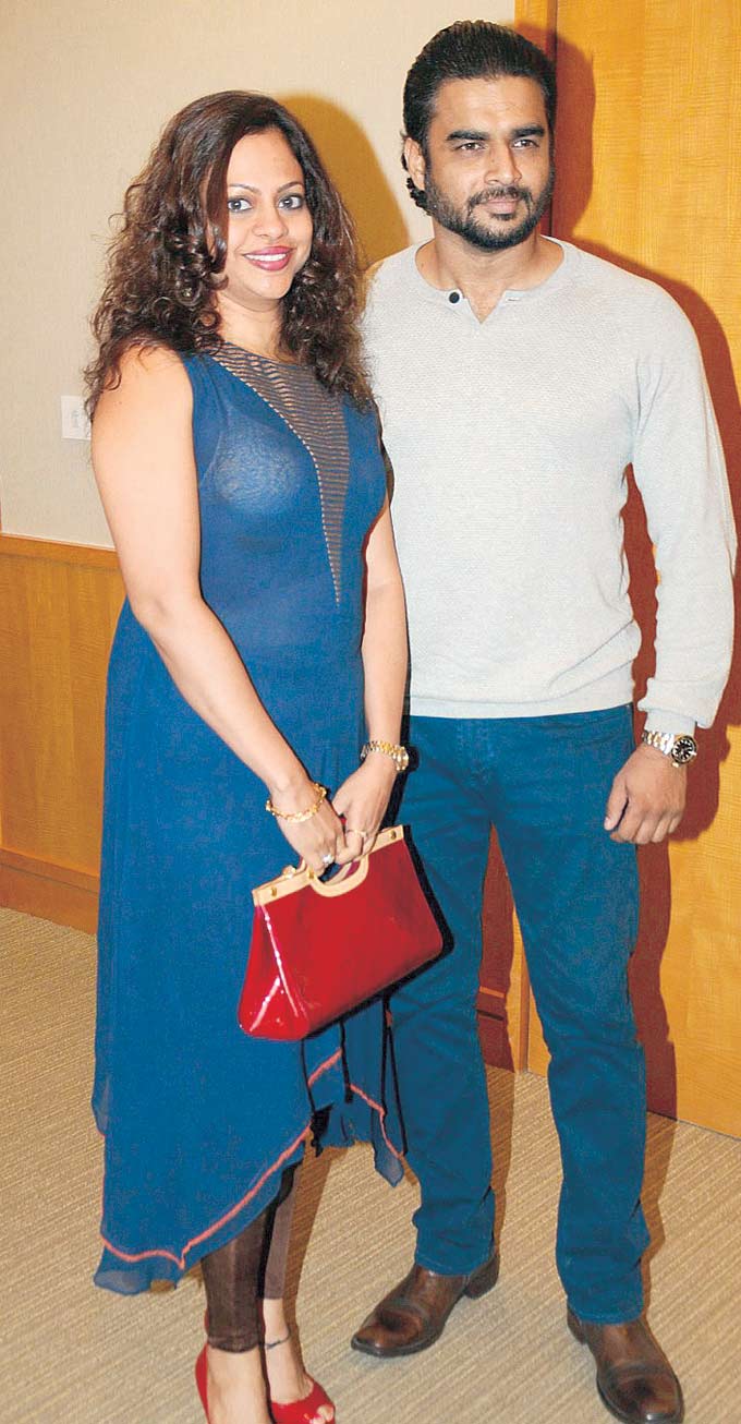 R Madhavan and wife Sarita arrive for the do