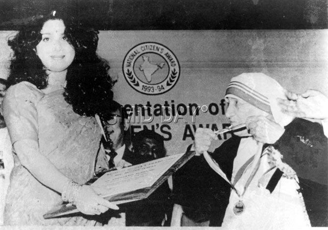 When Meenakshi Seshadri was felicitated by Mother Teresa.