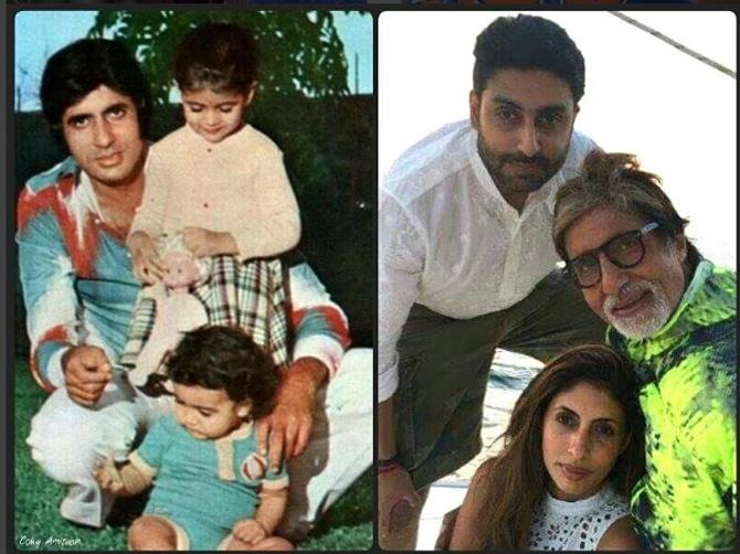 Abhishek Bachchan had shared 'Then and Now' picture with his father Amitabh Bachchan and sister Shweta Bachchan.