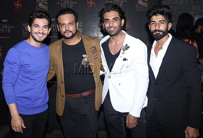 Arjun Bijlani, Rahul Kumar Tewary and Rohit Khurana at the launch bash for 'Porus' in Mumbai