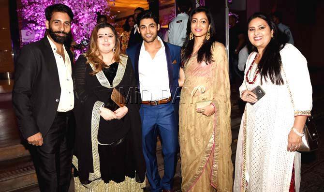 Left to right: Percy Karkaria, Delnaaz Irani, Ruslaan Mumtaz with wife Nirali and Jayati Bhatia