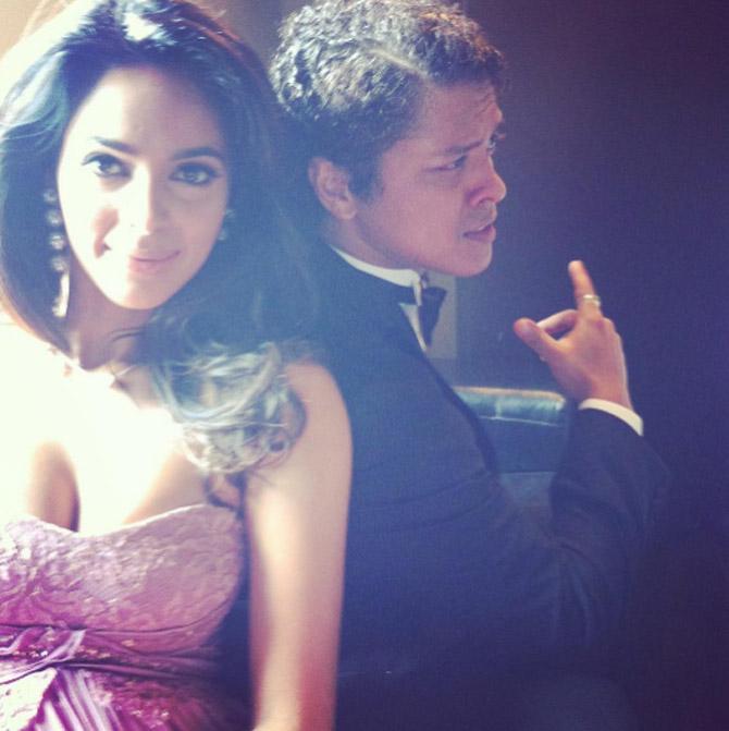 Mallika Sherawat and singer Bruno Mars. She shot with him for the song Whatta Man.