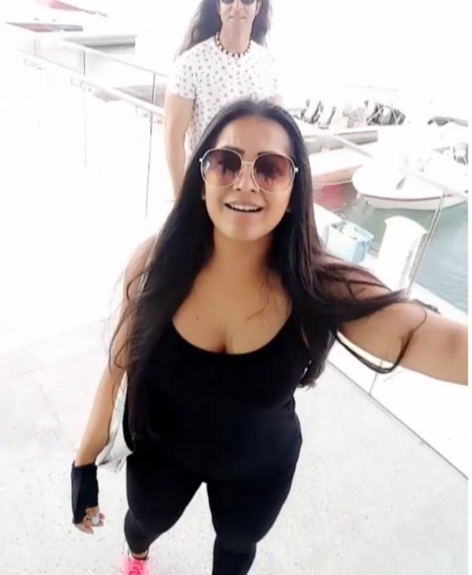 A few years later, Luis, who is 10 years older than Meghna, reconnected with the actress on social media. The couple eventually got together again. In picture: Meghna Naidu clicks a selfie post-workout because a workout selfie is (too) a must right?
