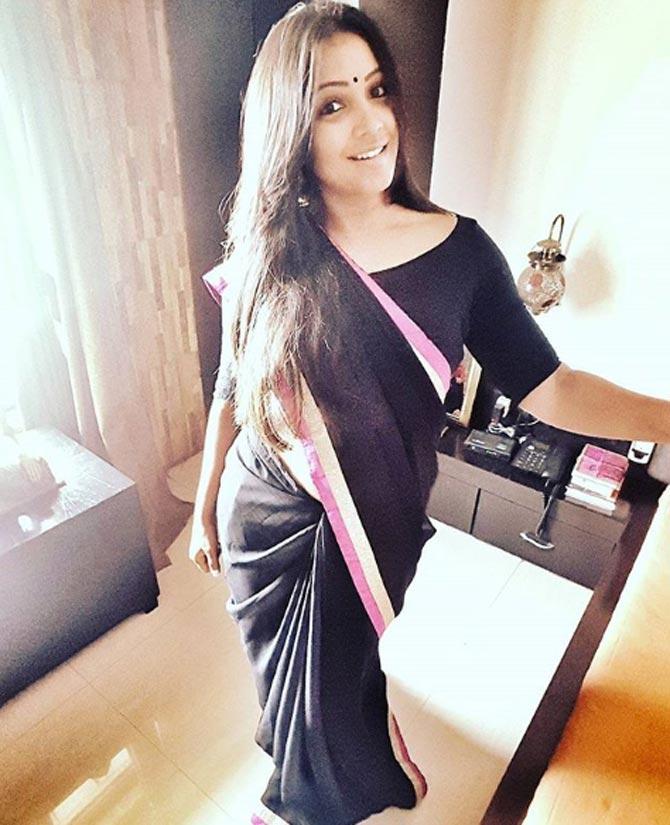 Meghna Naidu looks pretty in saree. She took to Instagram to post this picture and captioned it: Happy wala Vishu to everyone!!!