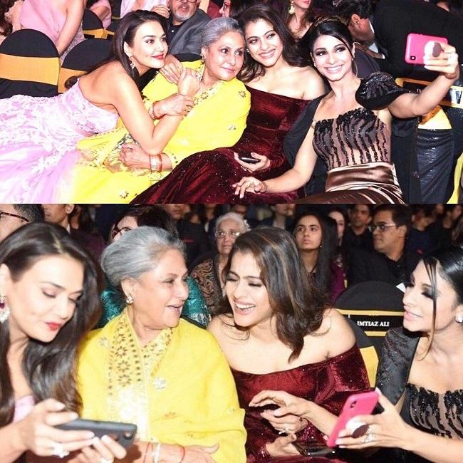 On one of the evenings of the Filmfare Awards, Preity was seen posing with Jaya Bachchan, Kajol and Tanishaa Mukerji. She captioned it - 'Here is how you take a selfie, check it out and of course retake it.'