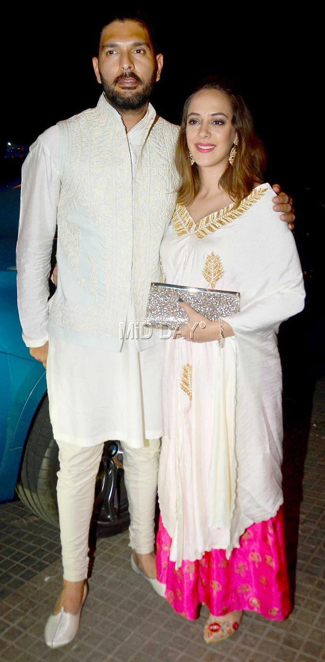 Yuvraj Singh and Hazel Keech pose for the cameras at Zaheer Khan and Sagarika Ghatge`s mehendi ceremony Yuvraj Singh and Hazel Keech pose for the cameras at Zaheer Khan and Sagarika Ghatge`s mehendi ceremony