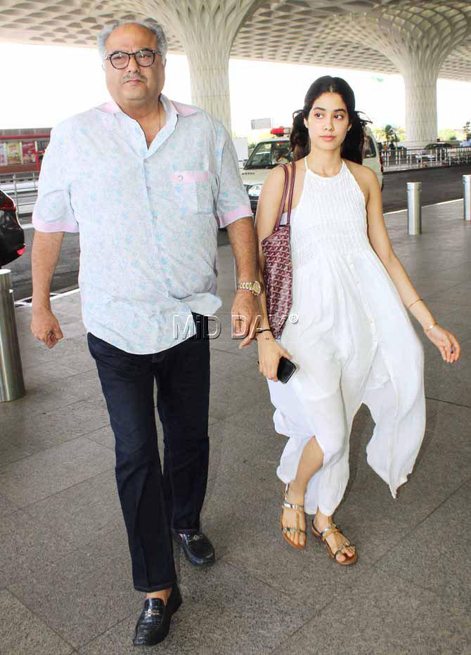 Boney Kapoor and Jhanvi Kapoor