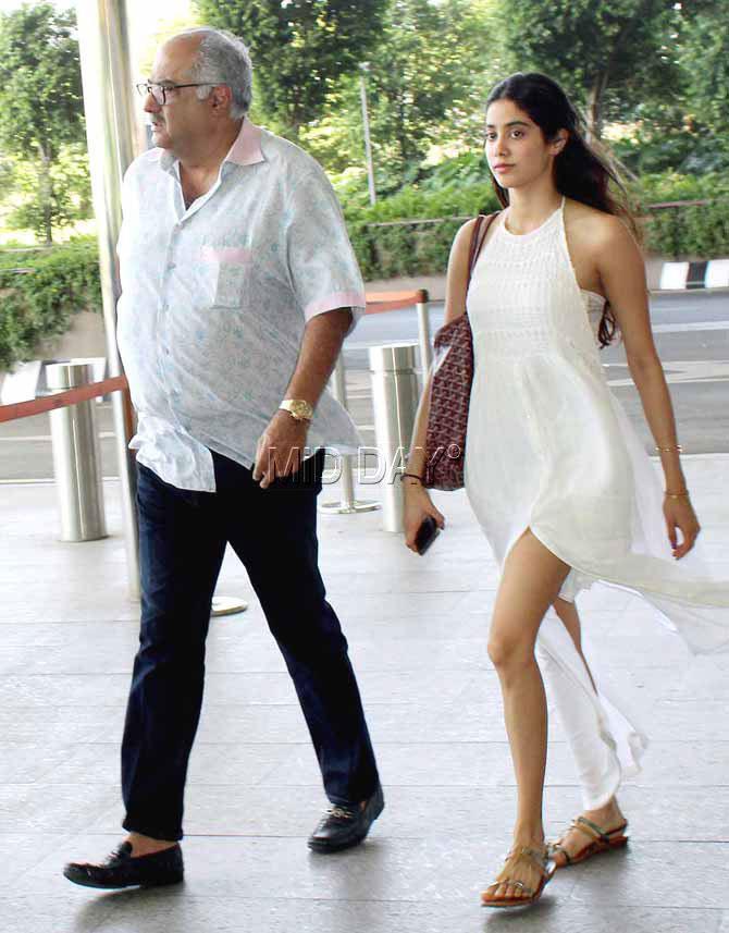 Boney Kapoor and Jhanvi Kapoor