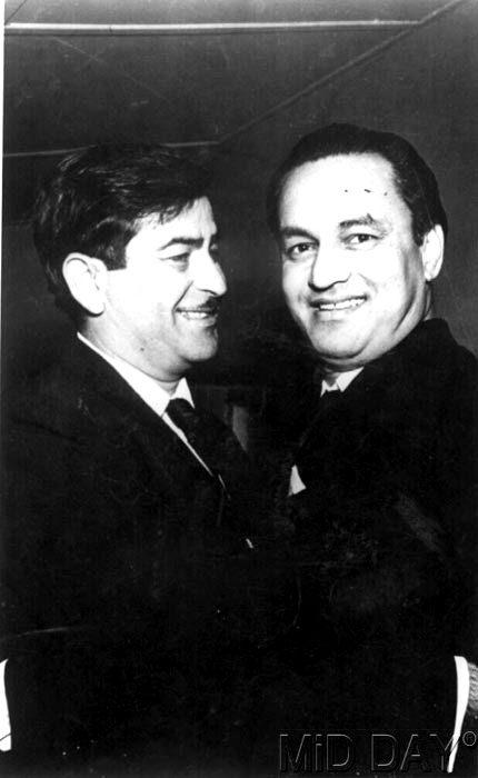 Raj Kapoor with Mukesh. The singer was Raj Kapoor's voice in most of his films. Not surprisingly, when Mukesh died, Kapoor said, 