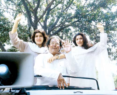 Kaka, as he was popularly known, was one of the highest-paid actors of his time, his record of consecutive solo super hits still unbroken. In picture: Rajesh Khanna and Dimple Kapadia maintained an amicable relationship where they both were seen together at parties and family functions. Kapadia also campaigned for Khanna's election and worked in his film 'Jai Shiv Shankar' (1990).