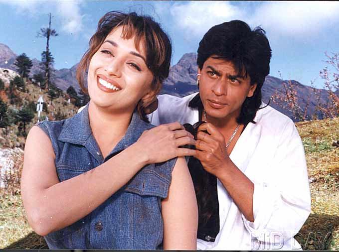 Madhuri Dixit and Shah Rukh Khan in Koyla (1997). SRK and Madhuri would share the screen in Dil To Pagal Hai (1997), which also starred Karisma Kapoor and Akshay Kumar, Gaja Gamini, Devdas, which also had Aishwarya Rai Bachchan and Jackie Shroff as cast members and Hum Tumhare Hain Sanam.
