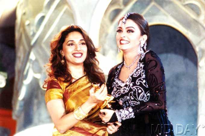 Devdas (2002) duo Madhuri Dixit and Aishwarya Rai Bachchan. Despite receiving mixed reviews this adaptation of Sarat Chandra Chattopadhyay's classic novel was critically acclaimed among western film critics and is considered as one of the greatest films ever made.