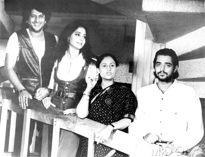 Apart from acting, she is also a Samajwadi Party MP.
Pictured: Jaya Bachchan with the cast of Tere Mere Sapne, which was produced under the A.B.C.L. banner (Amitabh Bachchan Corporation Limited).
