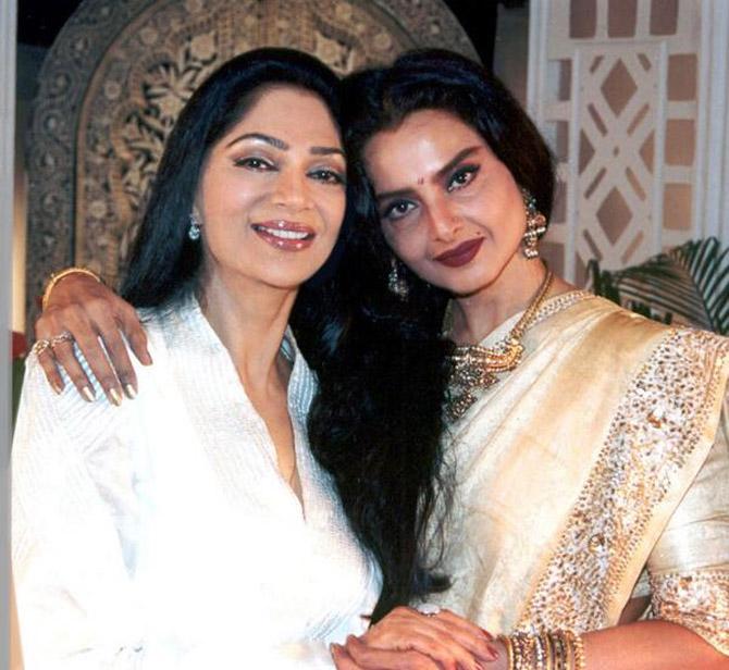 Simi Garewal with the evergreen Rekha.