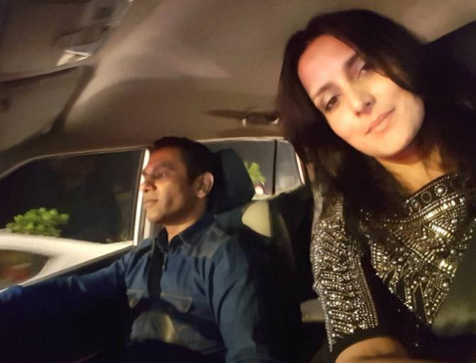 Although Tulip Joshi has practised Hinduism and Christianity she had later converted to Kimmaya, a religious order that was founded by her husband, Captain Vinod Nair. In picture: Tulip Joshi with her husband.