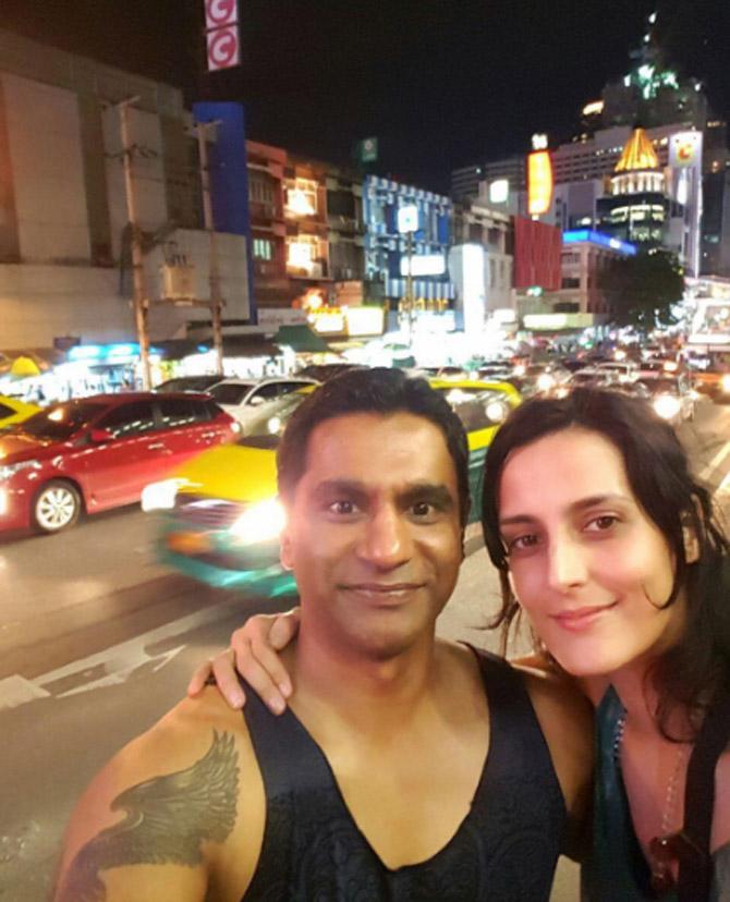 In 2003, Tulip Joshi made her debut in Telugu films with Villain. In picture: Tulip Joshi with her husband.