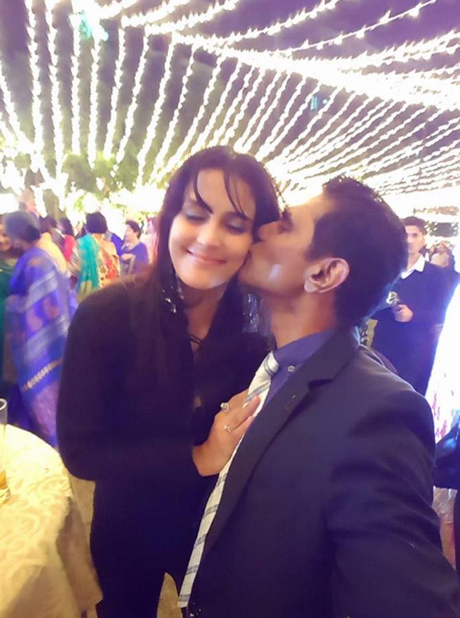 Sadly, despite being launched by one of the biggest banners in Bollywood, Tulip Joshi failed to make it big in showbiz. Her performance was panned by the critics in her debut itself. In picture: Tulip Joshi with her husband.