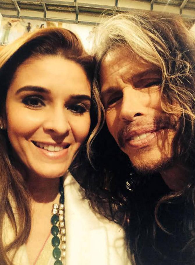 Raageshwari Loomba with 'Aerosmith' lead singer Steven Tyler