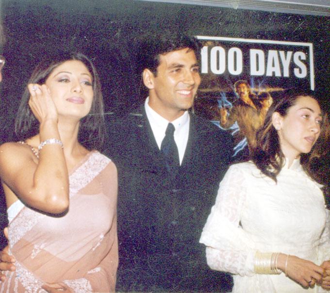 Akshay Kumar, Shilpa Shetty and Karisma Kapoor first appeared together in the 1999 crime-drama Jaanwar, directed by Suneel Darshan. The film was a commercial success and it revived Kumar's career when he was suffering a professional setback after a few flops back in the '90s. The movie was later remade in 2004 in Bengali as Mastan. In picture: Akshay Kumar, Shilpa Shetty and Karisma Kapoor at an event