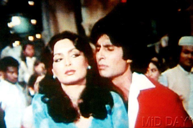 Parveen Babi with Amitabh Bachchan in a still from Khuddar. Do you know Parveen shared screen space with Big B in over 15 Hindi films? Her first association with Amitabh Bachchan, Majboor (1974), was a hit.
