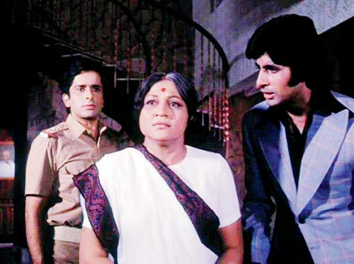 Films where Shashi Kapoor played the mainstream hero: Shashi Kapoor and Amitabh Bachchan with Nirupa Roy in the iconic scene from Deewaar (1975)