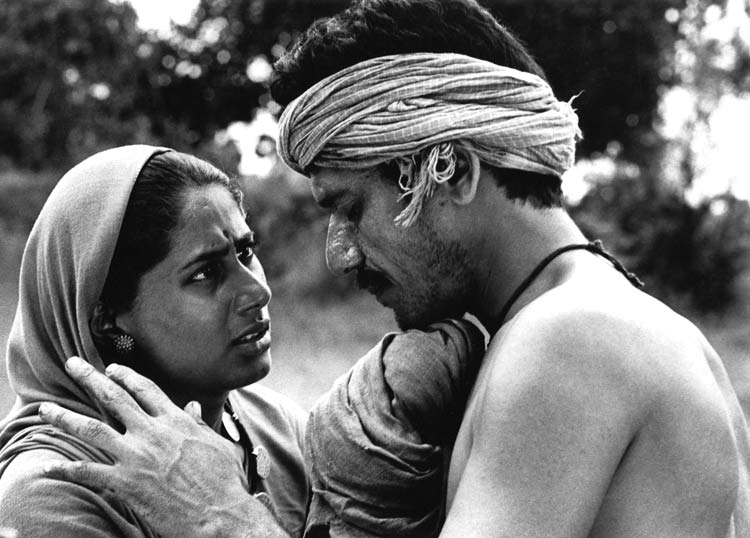 Smita Patil with Om Puri in Satyajit Ray's 1981 film 'Sadgati'.