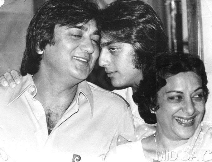 Sunil Dutt's collaboration with B.R. Chopra proved to be successful in films such as Gumraah (1963), Waqt (1965) and Hamraaz (1967). One of his favourite writers and friends was Aghajani Kashmeri. Pictured: Sunil Dutt with wife Nargis and son Sanjay