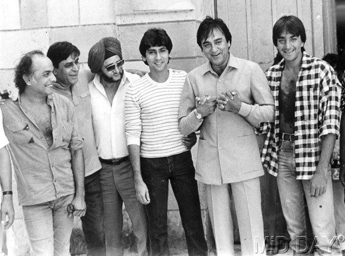 Sunil Dutt was one of Hindi cinema's major stars in the 1950s and 1960s. During this time he starred in several successful films including, Sadhna (1958), Sujata (1959), Mujhe Jeene Do (1963), Khandan (1965) and Padosan (1967). Padosan saw him share the screen with stalwart Kishore Kumar and Saira Banu. The songs Meri Saamne Wali Khidki and Ek Chatur Naar were chartbusters. Pictured: Dutt with Mahesh Bhatt, Rajendra Kumar, son-in-law Kumar Gaurav and son Sanjay Dutt