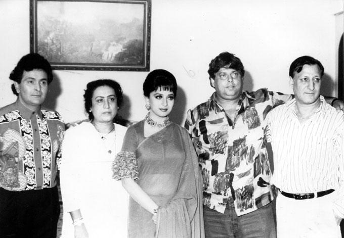 Rishi Kapoor has hit films to his credit such as Bobby, Laila Majnu, Rafoo Chakkar, Sargam, Karz, Prem Rog, Nagina, Honeymoon, Chandni, Heena and Bol Radha Bol.
In picture: Rishi Kapoor with Madhuri Dixit and David Dhawan.