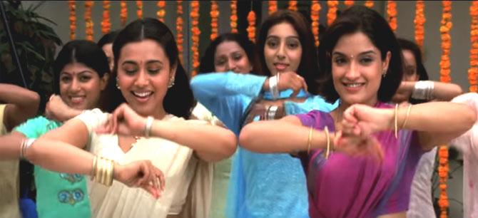 Sandhya then got an offer to portray Rani Mukerji's on-screen sister in the 2002 film Saathiya (pictured), which marked her Bollywood debut.