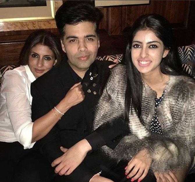 Shweta Bachchan and Karan Johar are best friends. The Bachchan sibling - Shweta and Abhishek had even appeared on KJo's chat show 'Koffee With Karan - Season 6'. The episode was a hit as the camaraderie that the two shares was loved by the audience. From pulling each other's legs to revealing their secrets, the episode proved that the star kids are just like any other brother-sister duo. In pic: Shweta Bachchan Nanda with best friend Karan Johar and Navya Naveli Nanda. The filmmaker is Navya's godfather.
