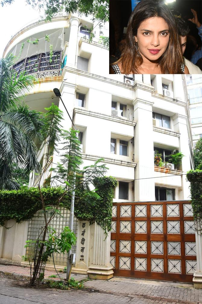 Karmyog: That's Priyanka Chopra's plush property in Vile Parle (West) opposite the Jamnabai Narsee School. The entire fourth floor of Karmyog building opposite the school belongs to Priyanka. Priyanka Chopra, who got engaged with American singer Nick Jonas in this house.