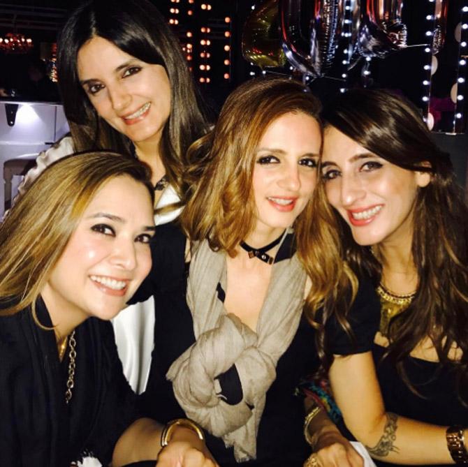 It may be noted that, perhaps, the Khan sisters have been exposed to aesthetics, glamour and beauty from the moment they opened their eyes, thanks to their parents and their extended family. In picture: Sussanne Khan with sisters Farah Khan Ali and Simone Arora, and sister-in-law Malaika Parekh