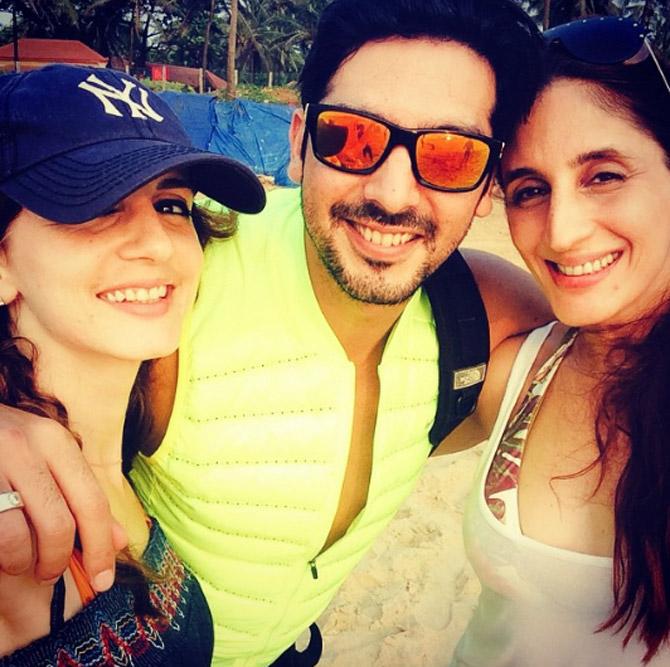 All three sisters are steeped in the universe of aesthetics and design (jewellery for Farah, interiors and lifestyle retail for Simone and Sussanne). In picture: Sussanne Khan with siblings Zayed Khan and Farah Khan Ali