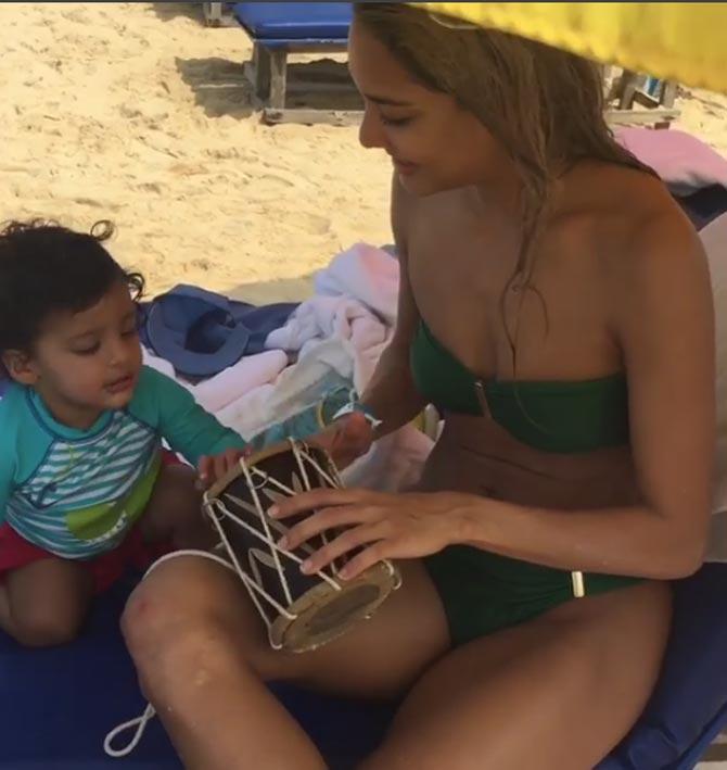 Zack Lalvani: Lisa Haydon shared her son Zack's picture giving fans a look at his adorable face, almost a year after repeatedly teasing fans with cropped out pictures of the little one, who was born on May 17, 2017. Taking to Instagram, Lisa shared a playful video of her little man enjoying the rhythm of the beating drums on his day out at the beach.