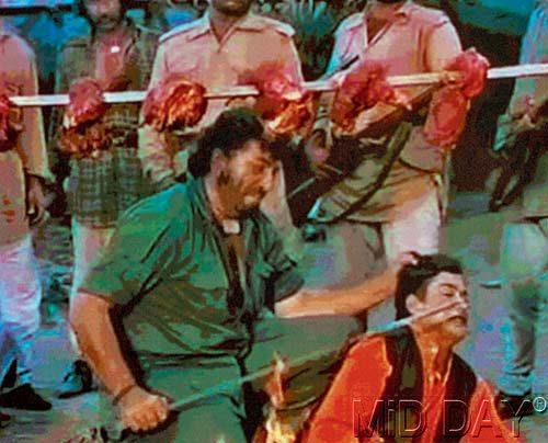 A sequence was shot for the film wherein Gabbar Singh (played by Amjad Khan) kills Sachin Pilgaonkar's character Ahmed, but the scene didn't make it to the final cut.