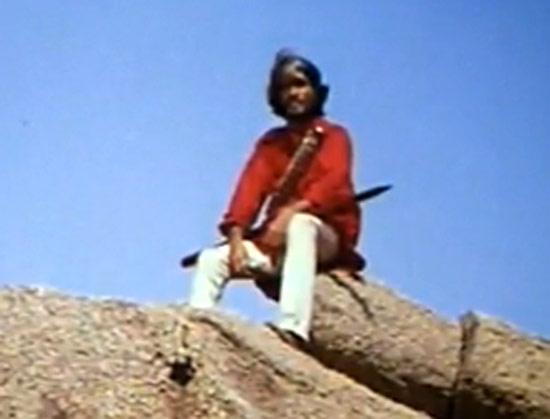 A significant portion of Sholay was shot in the rocky terrain of Ramanagara, which is a town near Bangalore. The makers actually had to build a road from the Bangalore highway to Ramanagara so that they could access the sets without much trouble. Pictured: Mac Mohan as Sambha from the film.