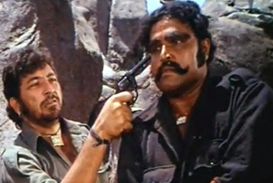 Since the film didn't do well at the box-office initially, the makers planned to re-shoot some sequences and keep Amitabh Bachchan's character alive. But, with the movie picking up pace, the idea was put to rest. In picture: Amjad Khan and Viju Khote in the iconic scene from Sholay.