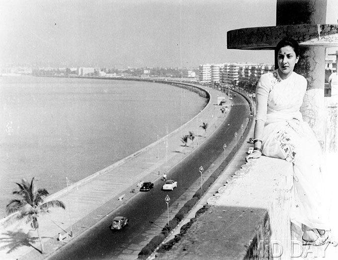 Nargis and Mother India co-star, actor Sunil Dutt tied the knot in 1958. She would appear infrequently in films during the 1960s, some of which include the drama Raat Aur Din (1967), for which she was given the inaugural National Film Award for Best Actress. Pictured: Nargis at her Marine Drive residence.