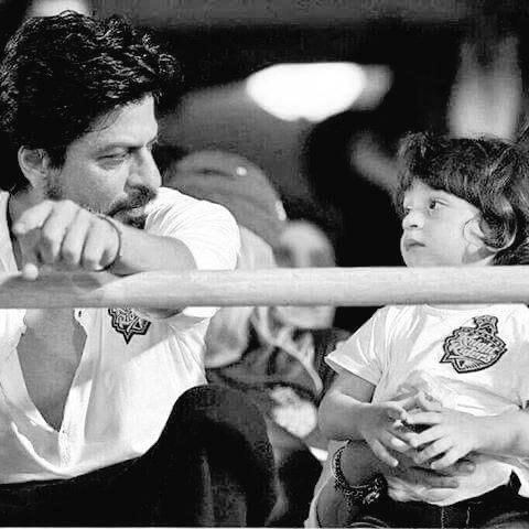 AbRam with father Shah Rukh Khan at an IPL match. SRK had once revealed that he wants his youngest son to play hockey for India. 'He is not yet playing cricket, he is playing a bit of football. I would like him to play field hockey for India,' Shah Rukh told.