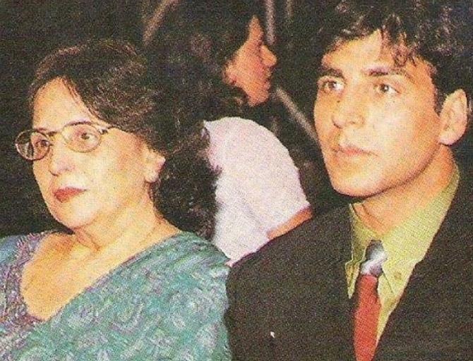 Born on September 9, 1967, Akshay Kumar's birth name was Rajiv Hari Om Bhatia. He was born in Amritsar. Akki's father Hari Om Bhatia was a military officer. In picture: Akshay Kumar with his mother Aruna Bhatia