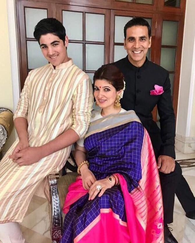 He may have done a spate of patriotic and issue-based films recently but don't slot Akshay Kumar into a category just yet. The actor said that he is changing his gear by doing comedy and potboilers next. 'I hate getting tagged. I don't like people telling me that 'He does good action or he keeps doing patriotic stuff'. I feel suffocated when they try to put me in a corner, I feel like running away from it. I hate it,' said Akki. In picture: Akshay Kumar, wife Twinkle Khanna and son Aarav. This picture was clicked after Akshay won National Film Awards for Best Actor for his performance in the film Rustom.