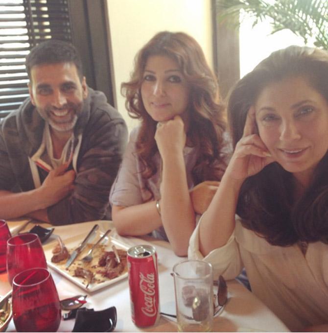 We take a look at some more candid pictures of Akshay Kumar with his family!
Akshay Kumar and Twinkle Khanna with veteran actress Dimple Kapadia (Akki's mother-in-law)