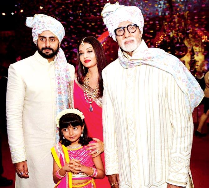 Aishwarya Rai Bachchan always takes Aaradhya along for most of her international events, as she strongly believes that travelling is one of the best ways to get exposed to the world. In picture: Aaradhya Bachchan looks cute wearing a 'gajra' as she accompanies parents Aishwarya Rai Bachchan and Abhishek Bachchan and grandfather Amitabh Bachchan at a wedding in Mumbai.