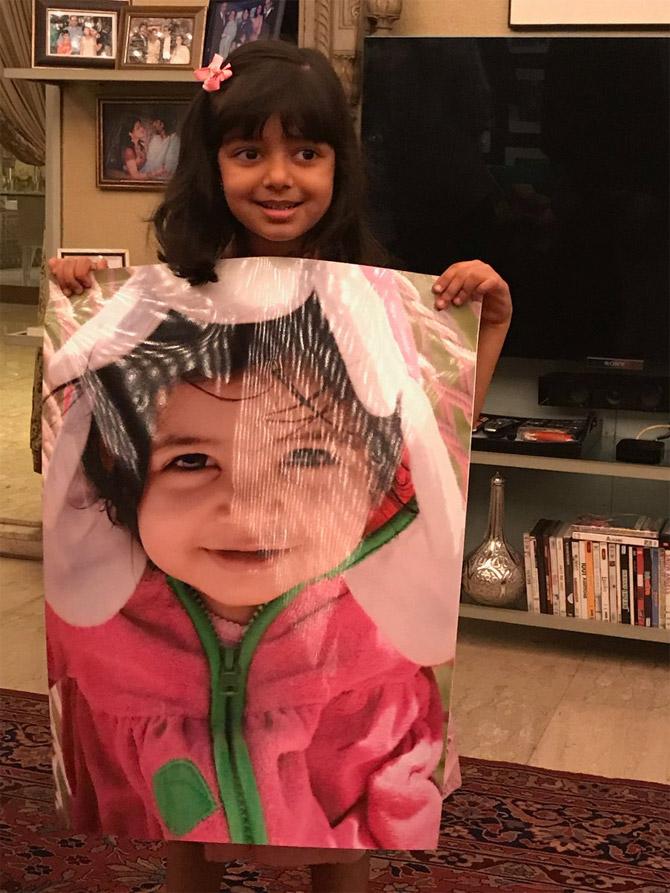 Amitabh Bachchan shared this photograph of Aaradhya on Twitter on her 6th birthday. In the image, she is seen holding a poster of herself and smiling for the camera. 'When she shall tell us how much she has grown. It's actually 6 years but it's 60 for most of us...,' Big B captioned the image.