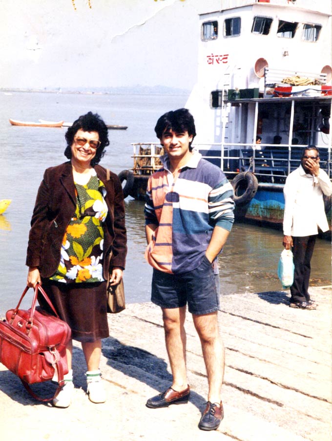 A candid Aamir Khan in shorts posing for the camera