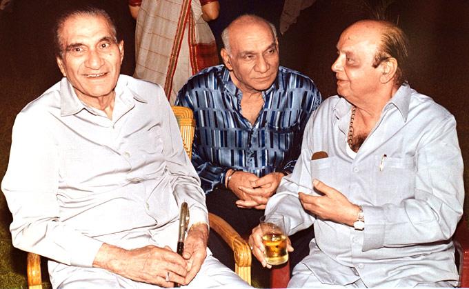 Yash Chopra with brother B. R. Chopra and Ramanand Sagar.