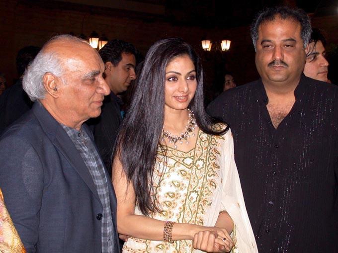 Yash Chopra with Sridevi and Boney Kapoor. Chopra presented Sridevi in a highly sensuous avatar in 'Chandni' (1989). He made Lamhe in 1991 with Anil Kapoor and Sridevi, which is said to be his best work till date. The film, as most critics put, was way ahead of its time.